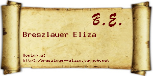 Breszlauer Eliza névjegykártya